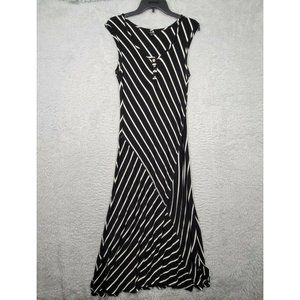 Cable & Gage Maxi Dress Womens M Black White Striped Knit Sleeveless